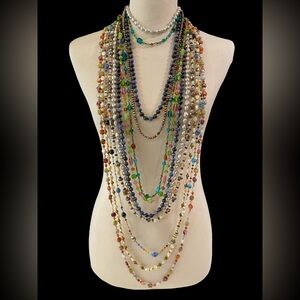 Bundle of Long Beaded Layering Necklaces